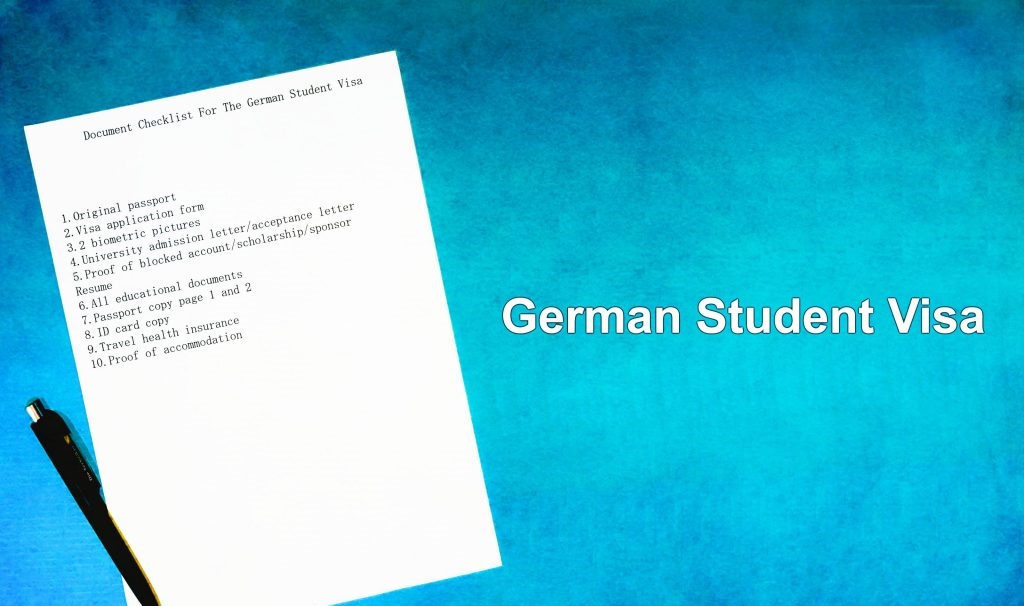 Document checklist for the German student visa